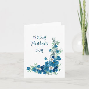 Happy Mothers day card with blue flowers