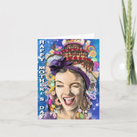Happy Mother's Day Card with Playful Woman - Funny
