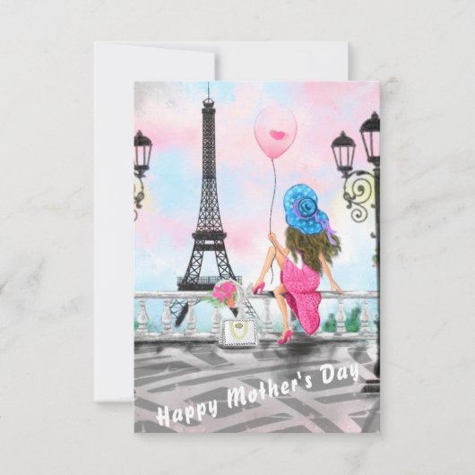 Happy Mother's Day Card Woman in Paris (Vorderseite)