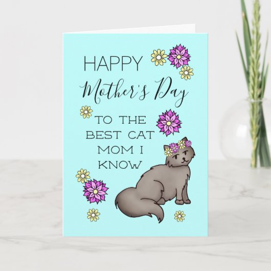 Happy Mother's Day Cat Mama Floral Karte (Vorderseite)