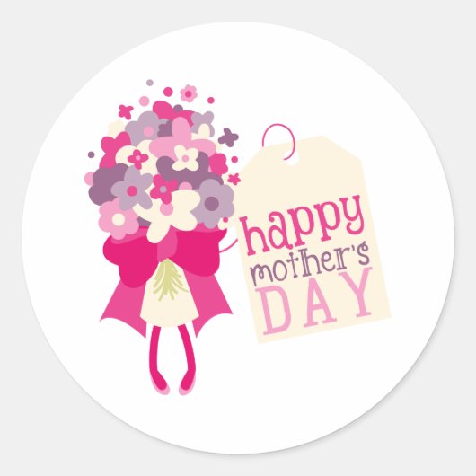 Happy Mothers Day Classic Round Sticker (Vorderseite)