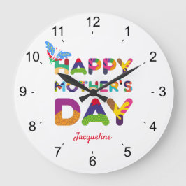 Happy Mother's Day Colorful Große Wanduhr