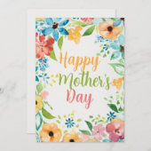 Happy Mother's Day Colorful Watercolors Flowers Einladung (Vorne/Hinten)