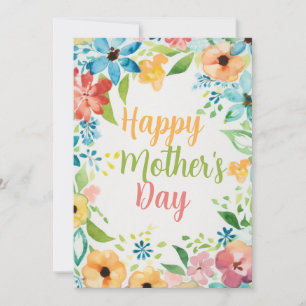 Happy Mother's Day Colorful Watercolors Flowers Einladung
