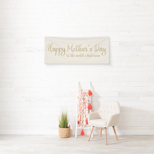 Happy Mother's Day Cream Gold Script Banner (Insitu)