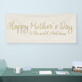 Happy Mother's Day Cream Gold Script Banner (Messe)