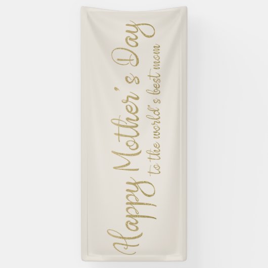 Happy Mother's Day Cream Gold Script Banner (Vertikal)