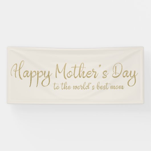 Happy Mother's Day Cream Gold Script Banner (Horizontal)