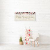 Happy Mother's Day Cream Gold Script Burgundy Banner (Insitu)