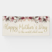 Happy Mother's Day Cream Gold Script Burgundy Banner (Horizontal)