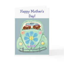 Happy Mother's Day! Dachshunds in Hippie car