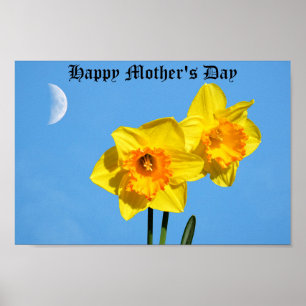Happy Mother's Day Daffodils Gold Medal Poster