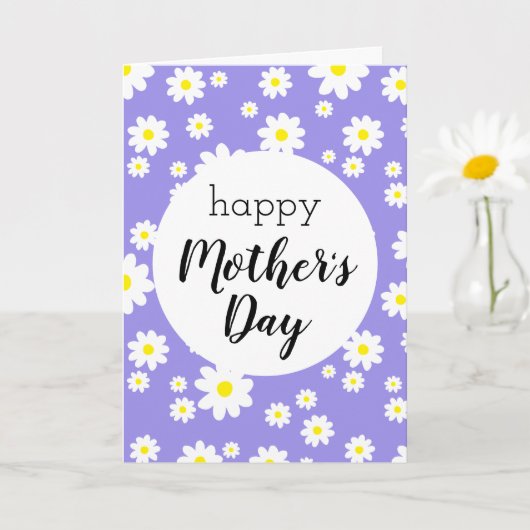 Happy Mother's Day Daisy Blume Muster Lila Karte (Kleine Pflanze)