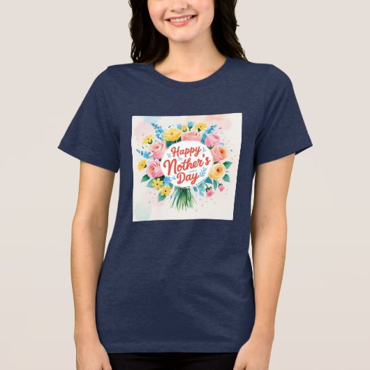 Happy Mother's Day Einzigartig Stylish Solid Navy Tri-Blend Shirt (Vorderseite)