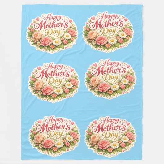Happy Mother's Day elegant floral repeat pattern t Fleecedecke (Vorderseite)