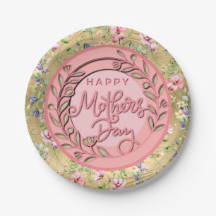 Happy Mother's Day Elegant Moderne rosa Blütenwelt Pappteller