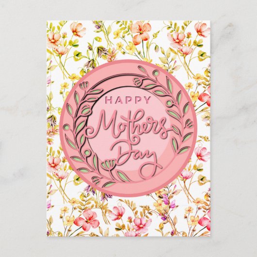 Happy Mother's Day Elegant Moderne rosa Blütenwelt Postkarte (Vorderseite)