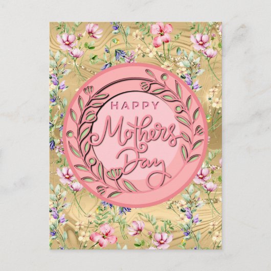Happy Mother's Day Elegant Moderne rosa Blütenwelt Postkarte (Vorderseite)