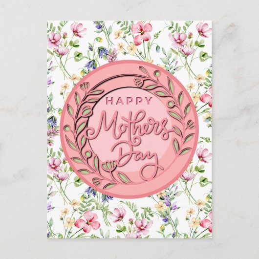 Happy Mother's Day Elegant Moderne rosa Blütenwelt Postkarte (Vorderseite)