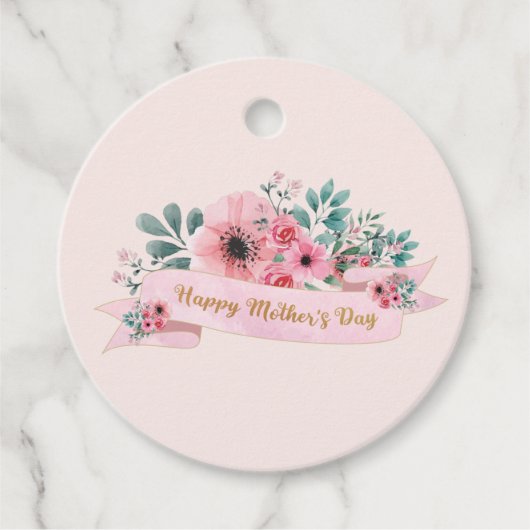 Happy Mother's Day Elegant Rosa Blumenstrauß Geschenkanhänger (Vorderseite)