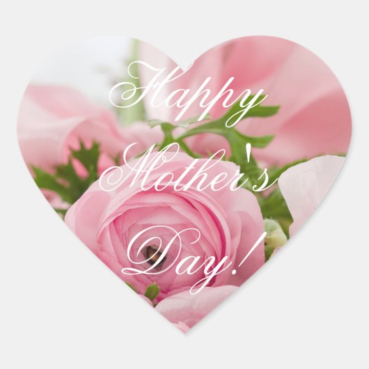 Happy Mother's Day Elegant Roses Roses Roses Flora Herz-Aufkleber (Vorderseite)