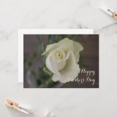 Happy Mother's Day Elegant White Rose Karte (Vorderseite/Rückseite Beispiel)