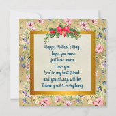 Happy Mother's Day Elegante Rose Karte (Rückseite)