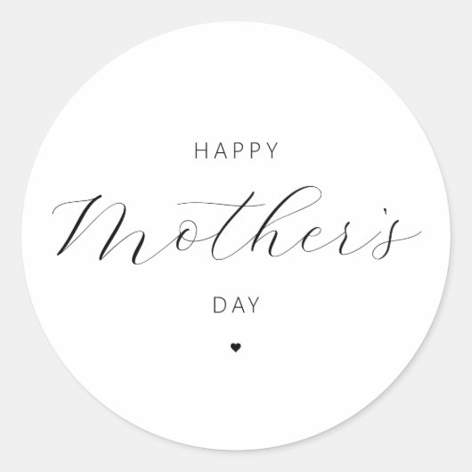 Happy Mother's Day Elegante Script Typografie Runder Aufkleber (Vorderseite)