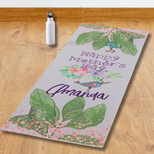 Happy Mother's day Floral & Birds Yogamatte