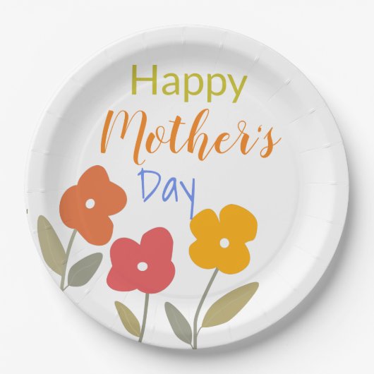 Happy Mother's Day Floral Blooms Napkins Pappteller (Vorderseite)