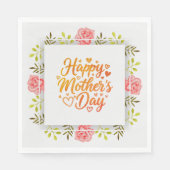 Happy Mother's Day Floral Pink Watercolor Serviette (Vorderseite)
