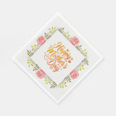 Happy Mother's Day Floral Pink Watercolor Serviette (Ecke)