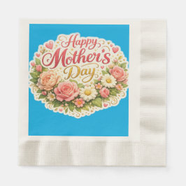 Happy Mother's Day floral wreath pocket Serviette