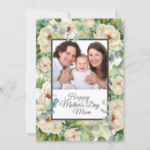 Happy Mother's Day Foto Floral Eukalyptus Script Feiertagskarte