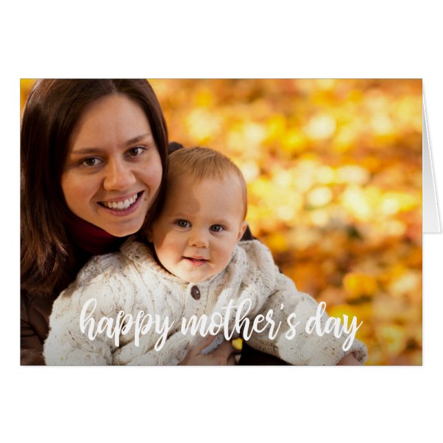 Happy Mother's Day Foto Template White Script (Vorderseite (Horizontal))