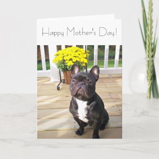 Happy Mother's Day French Bulldog mit Blume Card Karte (Vorderseite)