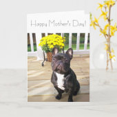 Happy Mother's Day French Bulldog mit Blume Card Karte (Gelbe Blume)