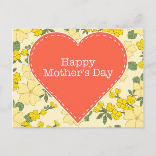 Happy Mother's Day gelb Vintage florale Postkarte