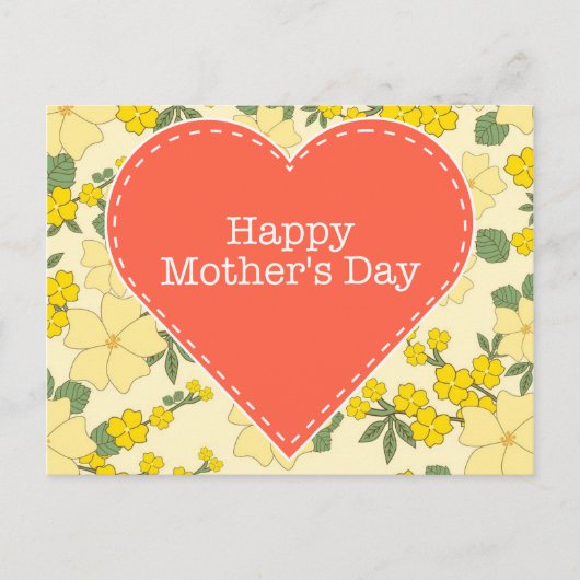 Happy Mother's Day gelb Vintage florale Postkarte (Vorderseite)