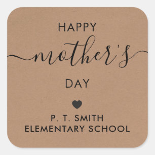 Happy Mother's Day Gift Tag, Mama Tag, Kraft Quadratischer Aufkleber
