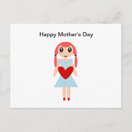 Happy Mother's day Girl with Heart Postkarte