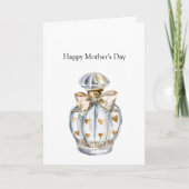 Happy Mother's Day Gold Hearts Bottle with Bow Karte (Vorderseite)