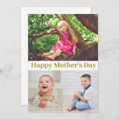 Happy Mother's Day Gold Script Foto Collage Card Einladung (Vorne/Hinten)