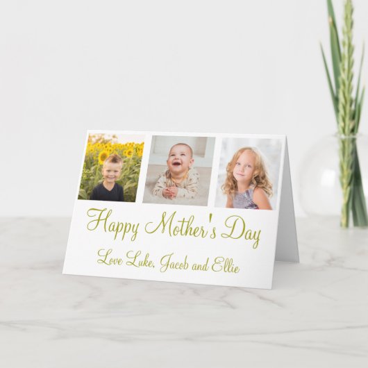 Happy Mother's Day Gold Script Foto Collage Card Einladung (Vorderseite)