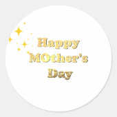 Happy mothers day. Gold simple script calligraphy  Runder Aufkleber (Vorderseite)