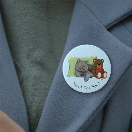 Happy Mother's Day Gray Cat Button