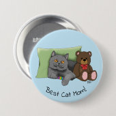 Happy Mother's Day Gray Cat Button (Vorne & Hinten)