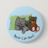 Happy Mother's Day Gray Cat Button (Vorderseite)