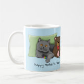 Happy Mother's Day Gray Cat Kaffeetasse (Links)