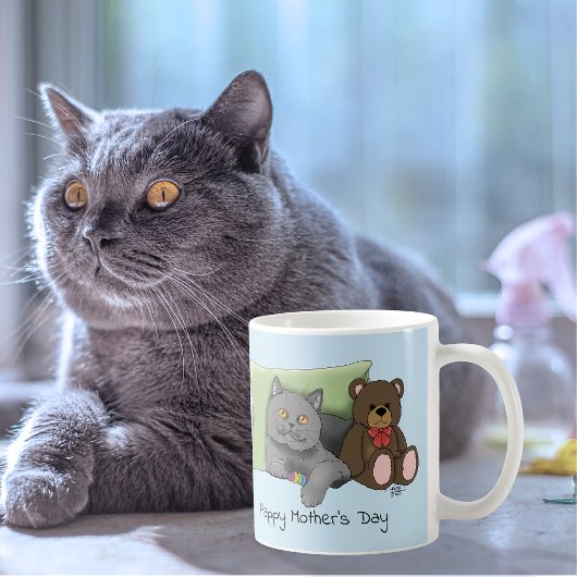 Happy Mother's Day Gray Cat Kaffeetasse